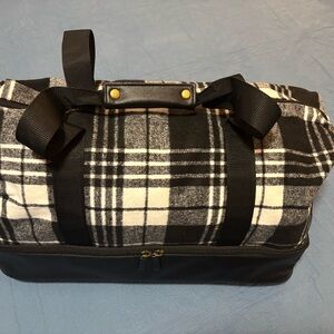 Plaid Black and White Weekender Duffel Bag